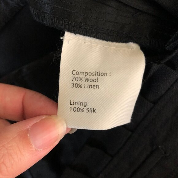 3.1 Phillip Lim Black Wool Linen Pants Size 4 Wide Leg Crop - Picture 8 of 9